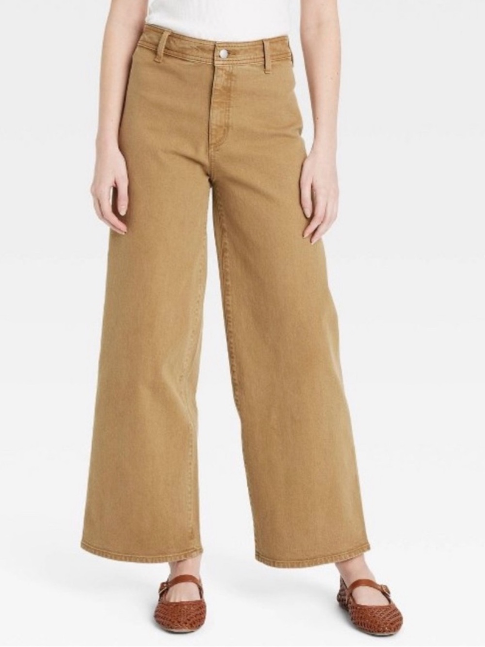 Universal Thread size 12 High-Rise Sailor Wide Leg Jeans in Tan Denim